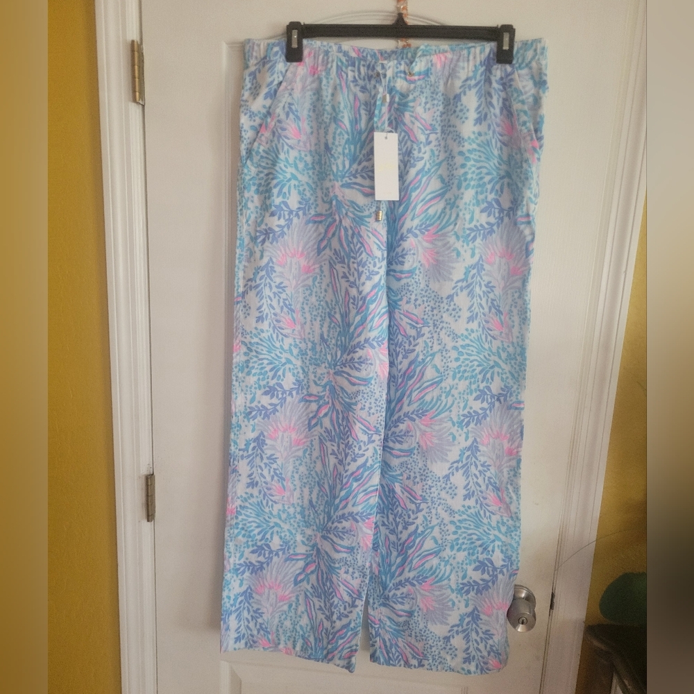 Lilly Pulitzer Blue and Pink Patterned Pants